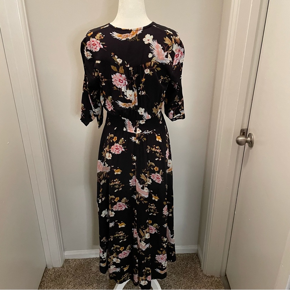 Black Floral Maxi Dress Size Medium - Picture 2 of 7